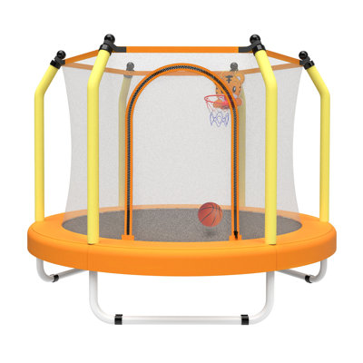 Trampoline For Kids Indoor & Outdoor Small Toddler Trampoline With Basketball Hoop