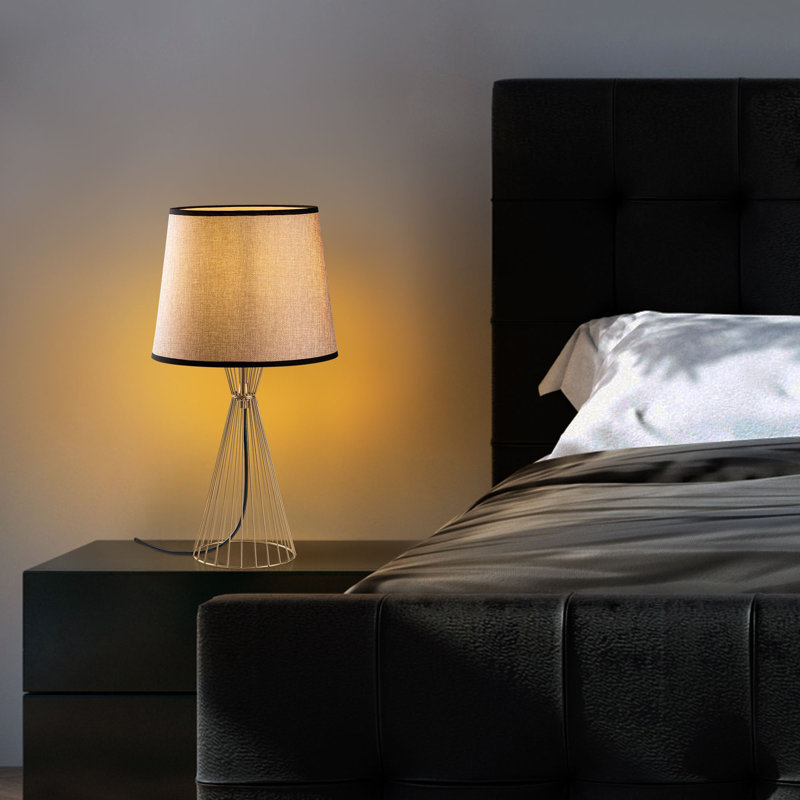 Glamorous Metal Body Table Lamp, Gold Finish, 11.0 x 11.0 x 21.7 inches | Fabric Cap Ø8.7-11.0 inches h:8.7 inches | E27 Socket Max 40W (Bulb Not Included) | Elegant Lighting for Living Room & Bedroom Décor, IP20 Rated