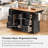 56 Inch Kitchen Island With Rubber Wood Veneer Drop Leaf, Power Outlet, 4 Door Shelves, Embossed Vertical Stripe Rolling Kitchen Cart On 4 Wheels With 6 Deep Drawers For Kitchen, Dining Room,Black-1759134279