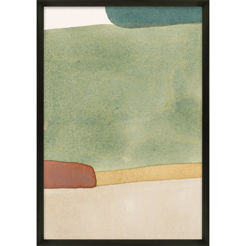 Distant Green Painting by Julia Balfour, 21" W x 30" H, Black Framed