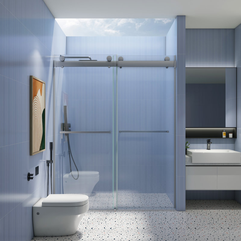Porte de douche sans cadre avec l 48 po x H 76 po