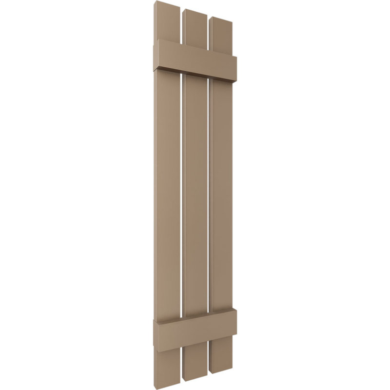 Vinyle à vie, trois planches TailorMade espacées (2 lattes), volets planche-n-latte, avec cages-volets (par paire), 24"