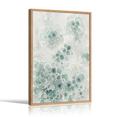 Tableau abstrait sur toile avec cercles aquarelle turquoise
