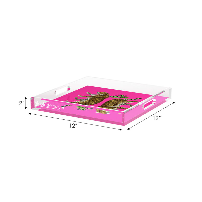 Leopard Seeing Double Acrylic Square Decorative Tray, 12"W x 12"D x 2"H