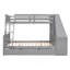 Lit superposé simple au-dessus d'un lit double avec lit gigogne et bureau intégré, trois tiroirs de rangement et une tablette, gris