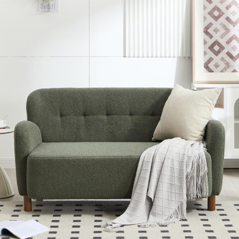 59'' W Modern Upholstery Teddy Sofa Loveseat, Green