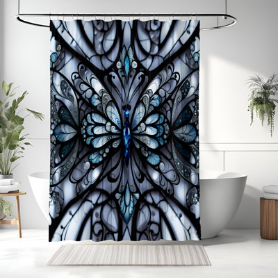 Rideau de douche avec tapis de bain