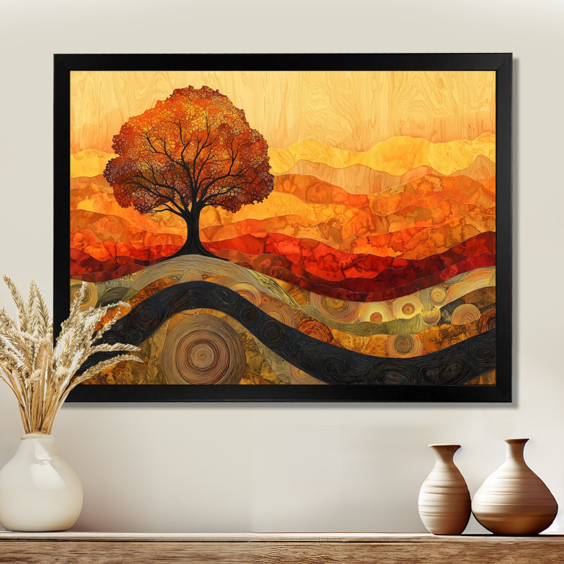 Bouleau d'automne avec des racines de sérénité II - impressions encadrées, H 30 po x l 40 po, Cadre simple, Black