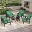Ensemble de conversation d'extérieur en teck pour quatre personnes avec coussin et deux tables d'appoint-738850614-738850632