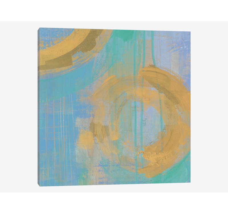 Golden Circles III, reproduction d'art sur toile tendue, H 18 po x l 18 po x P 1,5 po, Toile tendue, Pas de tapis