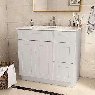 34,5 po H Armoire de meuble-lavabo en contreplaqué H 36 po x P 21 po en gris