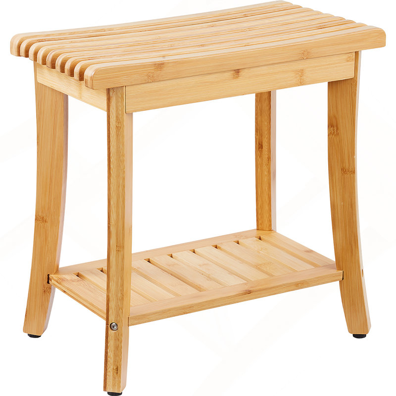 Bamboo Shower Bench 19.1 X 11.3 X 18.3 In Shower Stool Chair For Bathroom