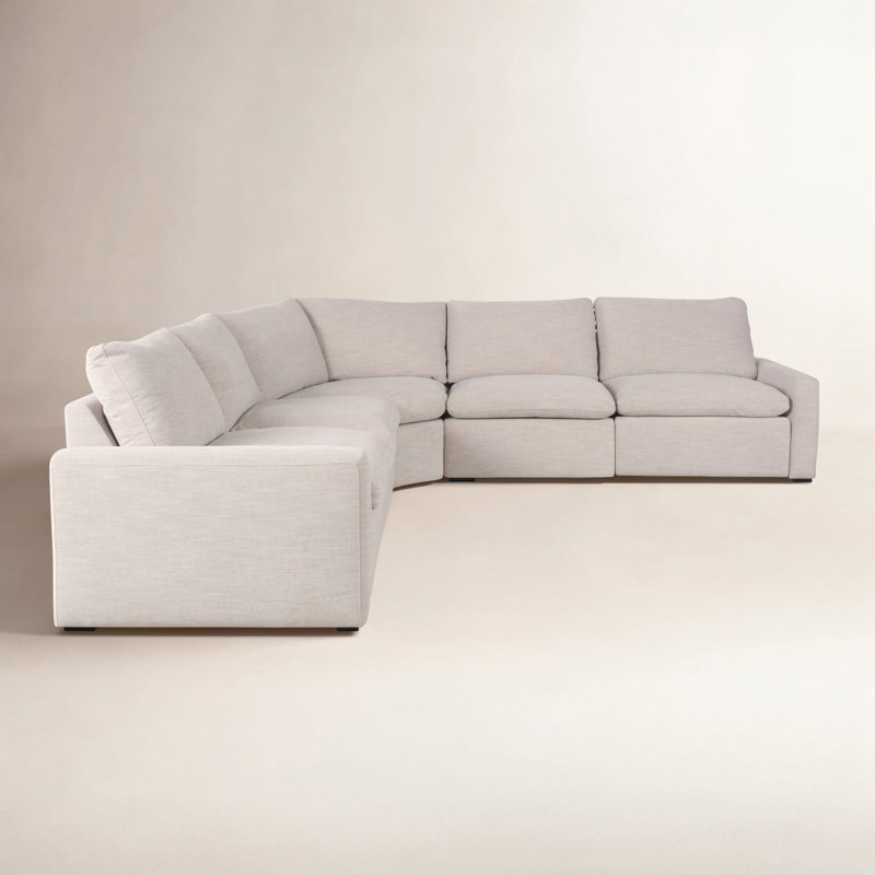 Tillery 5 - Piece Upholstered Sectional, Laken Stone Performance Weave