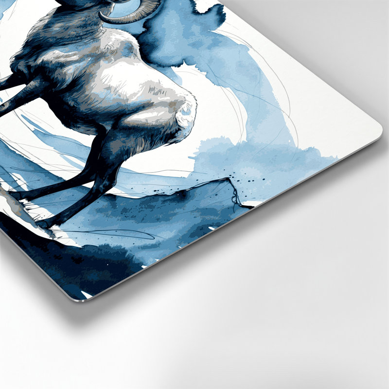 Faune, mouton bleu, art mural en métal bleu, H 24 po x l 36 po