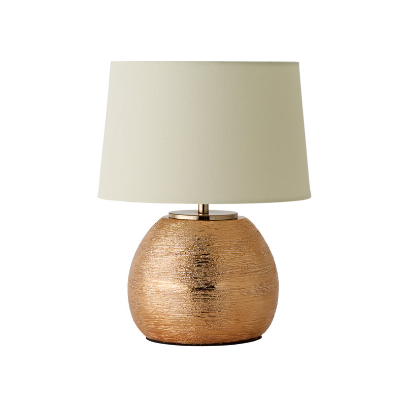 Demott Ceramic Table Lamp, Gold Base/Yellow Shade, Yes