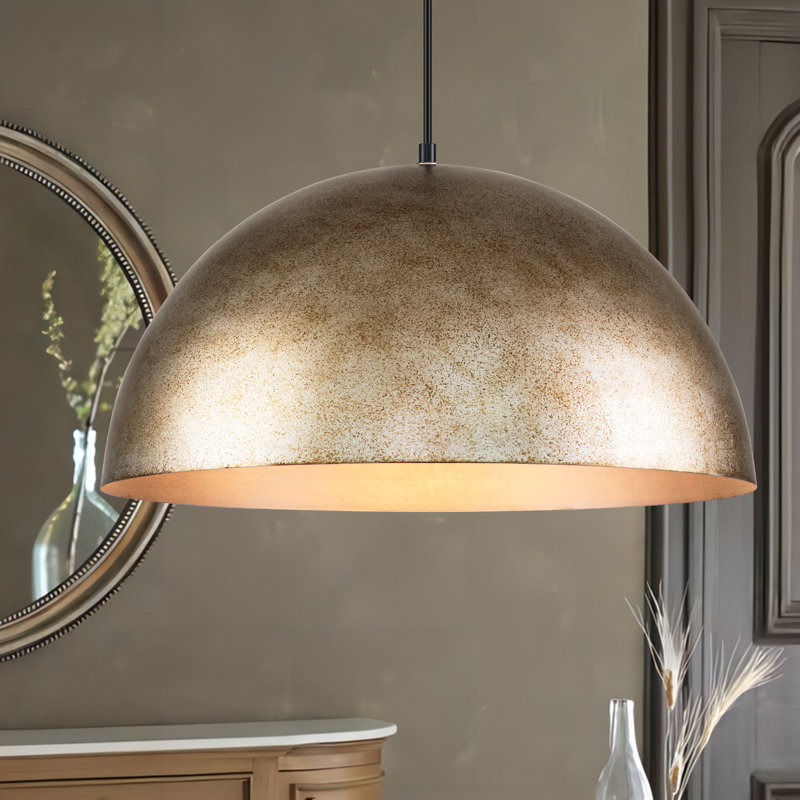 Lodi Mccarroll 1 - Light Silver Dome Pendant, 12.6" H x 23.6" W x 23.6" D