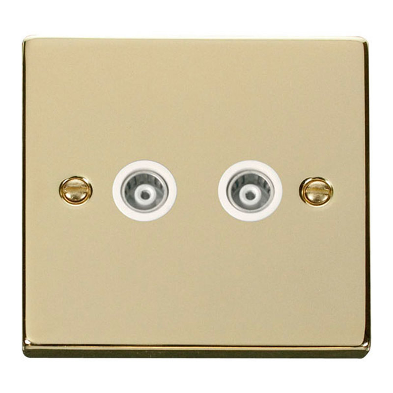Polished Brass Twin Isolated Coaxial Socket
