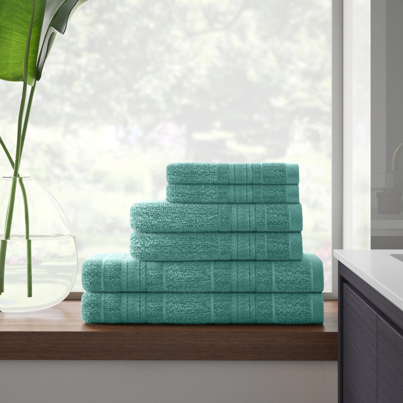 Ensemble de serviettes de bain anti-microbiennes 6 pièces Adrien, Sarcelle