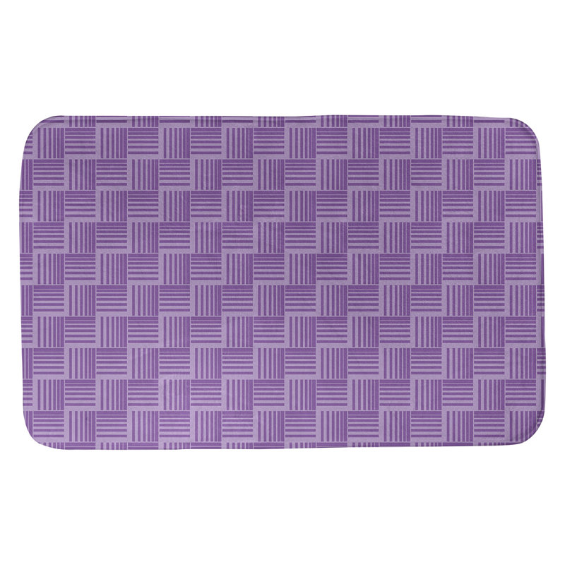 Tapis de bain géométrique antidérapant rectangulaire à rayures baskettressées, l 21 po x L 34 po, Violet