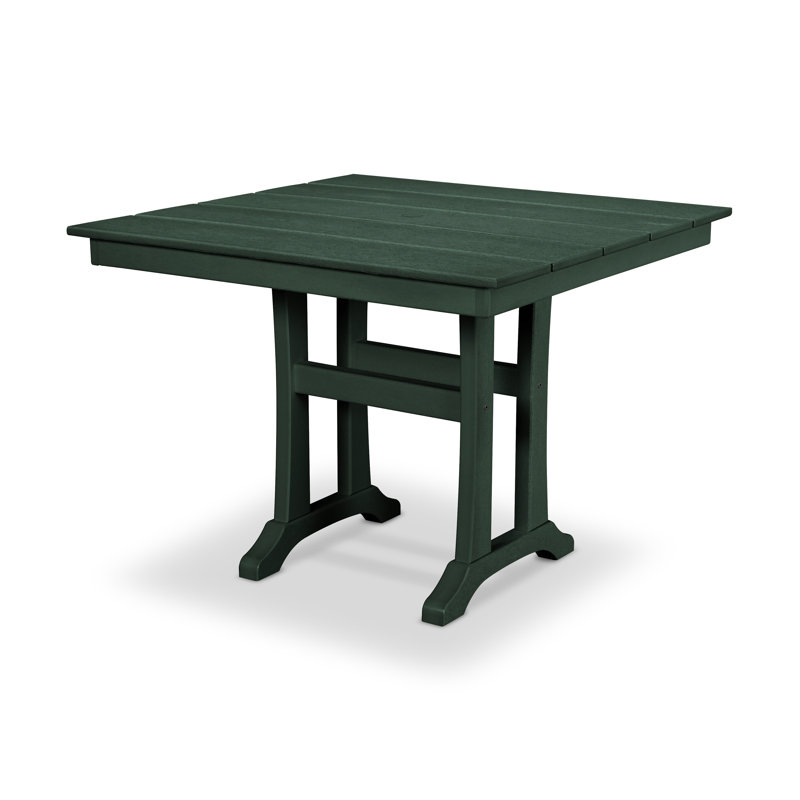 Table de salle à manger à tréteaux Farmhouse, l 37,5 po x L 37,63 po x H 29 po, Forêt tropicale