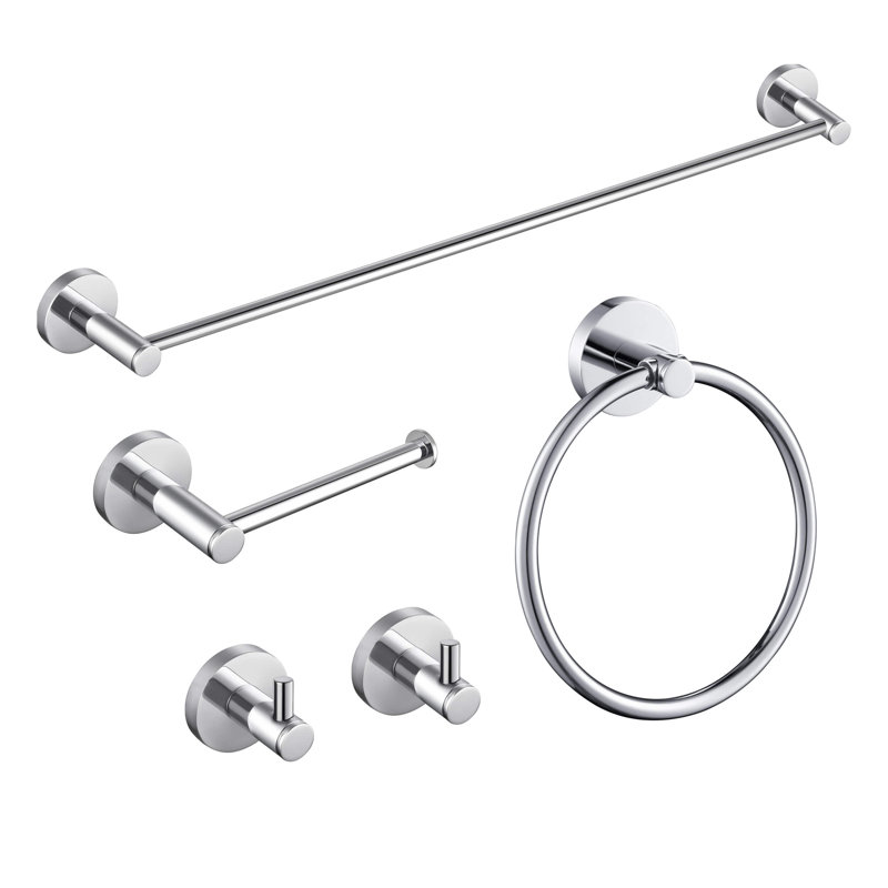 Ensemble de quincaillerie de salle de bain 5 pièces, Chrome