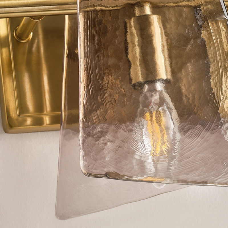 Éclairage pour salle de bain 3 lumières en verre gris Mordern, Doré