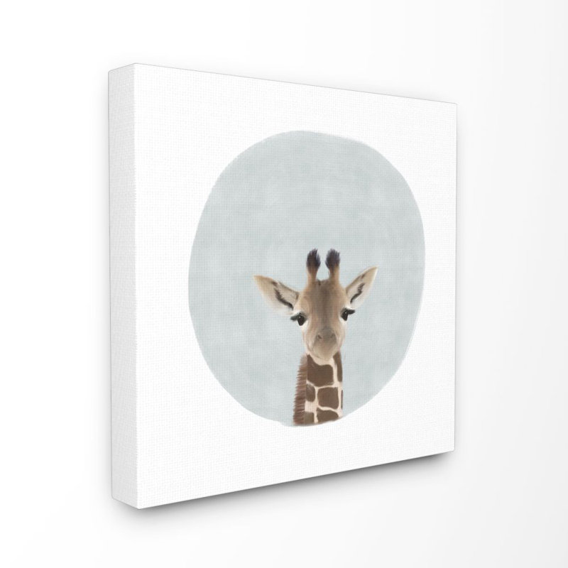 Décoration murale pour enfants bébé giraffe painting Shatley, H 30 po x l 30 po x P 1,5 po, Toile tendue