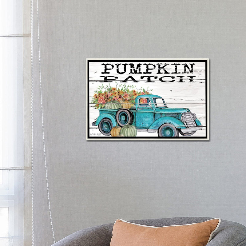 «Pumpkin Patch Truck», reproduction d'art sur toile encadrée, H 18 po x l 26 po, Impression encadrée sans passe-partout