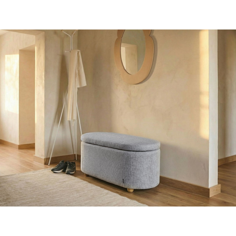 Fabric Upholstered Storage Bench, Grey