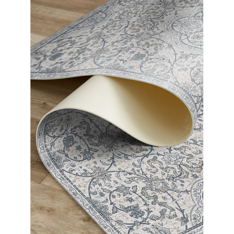 Hamsa White Easy to Clean Kitchen Mat,  Rectangle 2' x 6' 