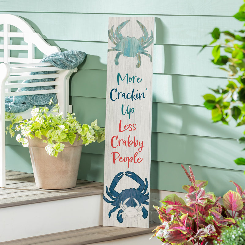 Coastal Porch Leaner Welcome Crabby 47" H