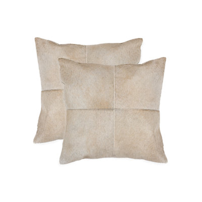  (Ensemble de deux) Coussin décoratif en cuir de vache gris et argent