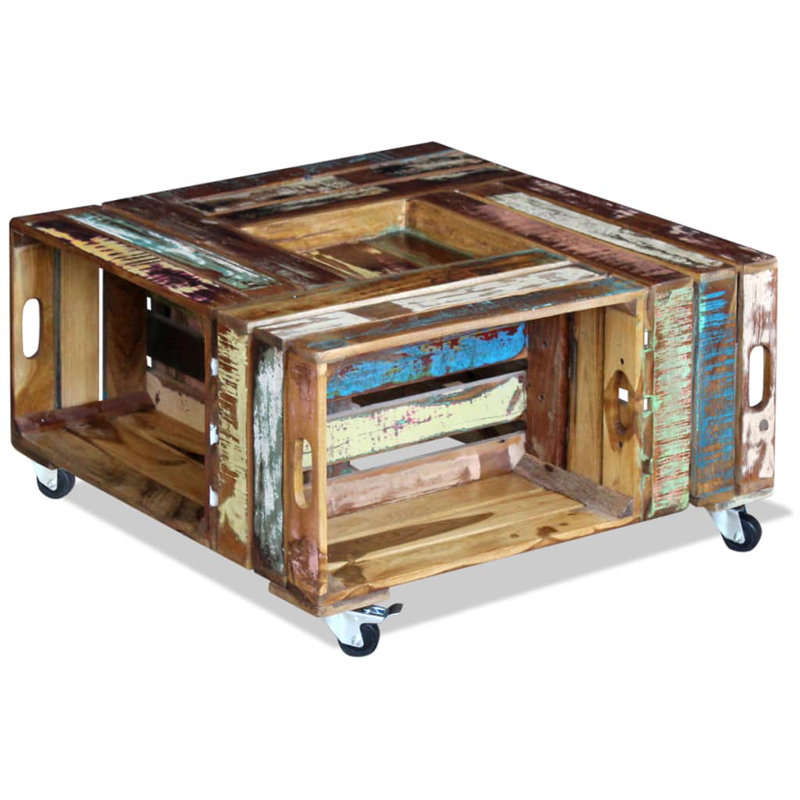 Solid Wood Frame Single Coffee Table with Storage