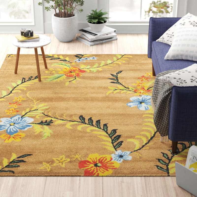 Soho Hand Tufted Wool And Viscose Floral Rug, Square 6'