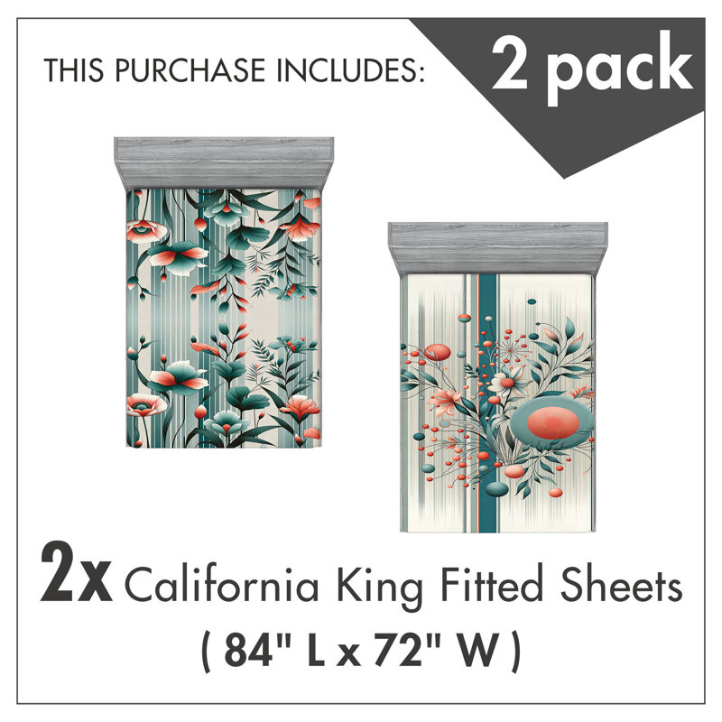 Microfiber Floral Fitted Sheet, California King Fitted Sheet