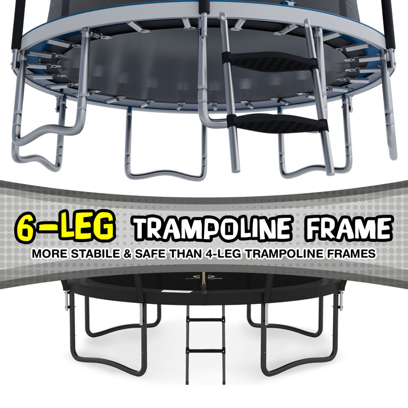 Sportspower TruJump 12' Round Trampoline with Safety Enclosure & with Lifetime Warranty on Jump Mat, Blue