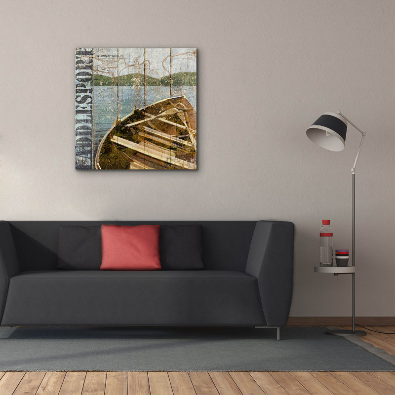 «Open Season Row Boat» par Art Licensing Studio, art mural sur toile, H 37 po x l 37 po