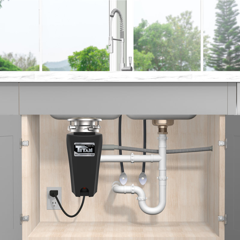 TITAN SLIM-LINE 3/4 HP Continuous Feed Garbage Disposal with Cord