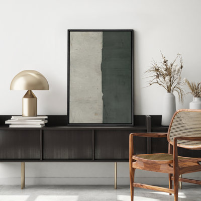 «Minimal Landscape Mid-Century Green Neutral Minimalist Modern Large», reproduction d'art sur toile encadrée