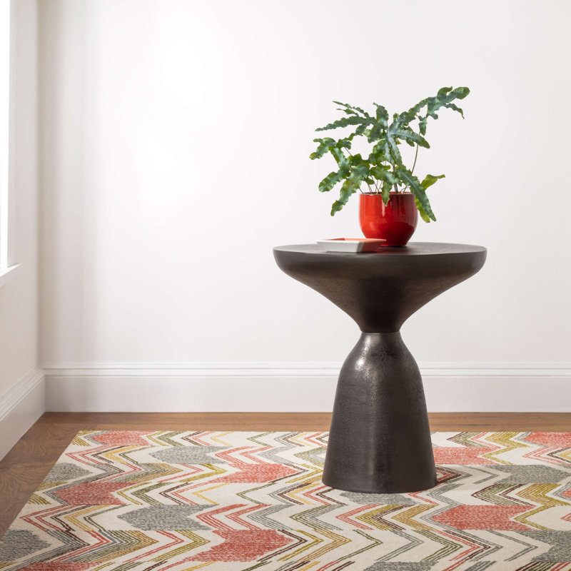 Zig Zag Hand Micro Hooked Wool Rug, Rectangle 3' x 5'
