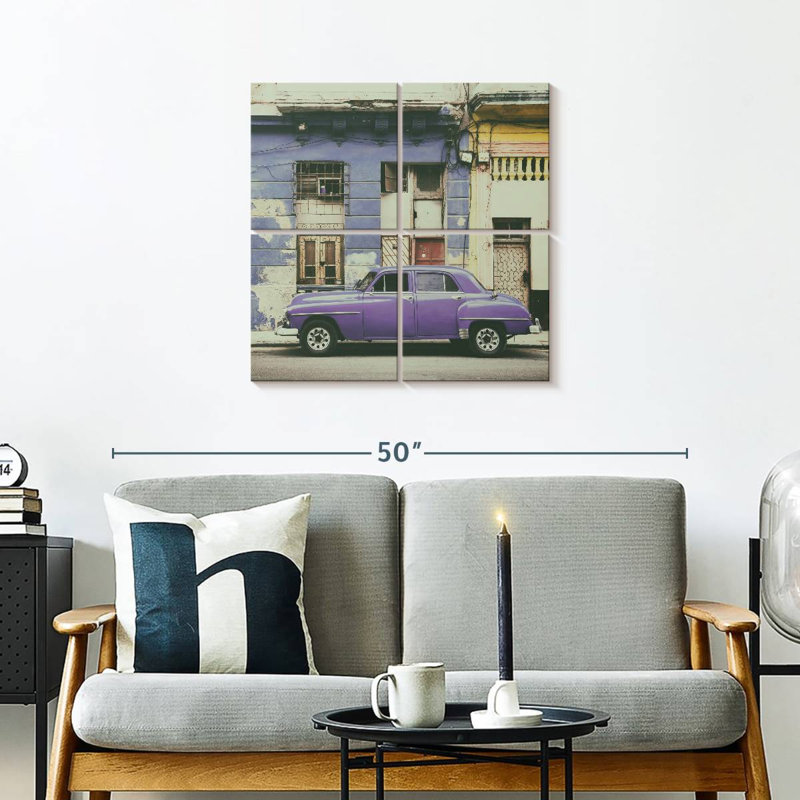 Mehar Cuba Fuerte - voiture américaine rétro mauve, H 26 po x l 26 po