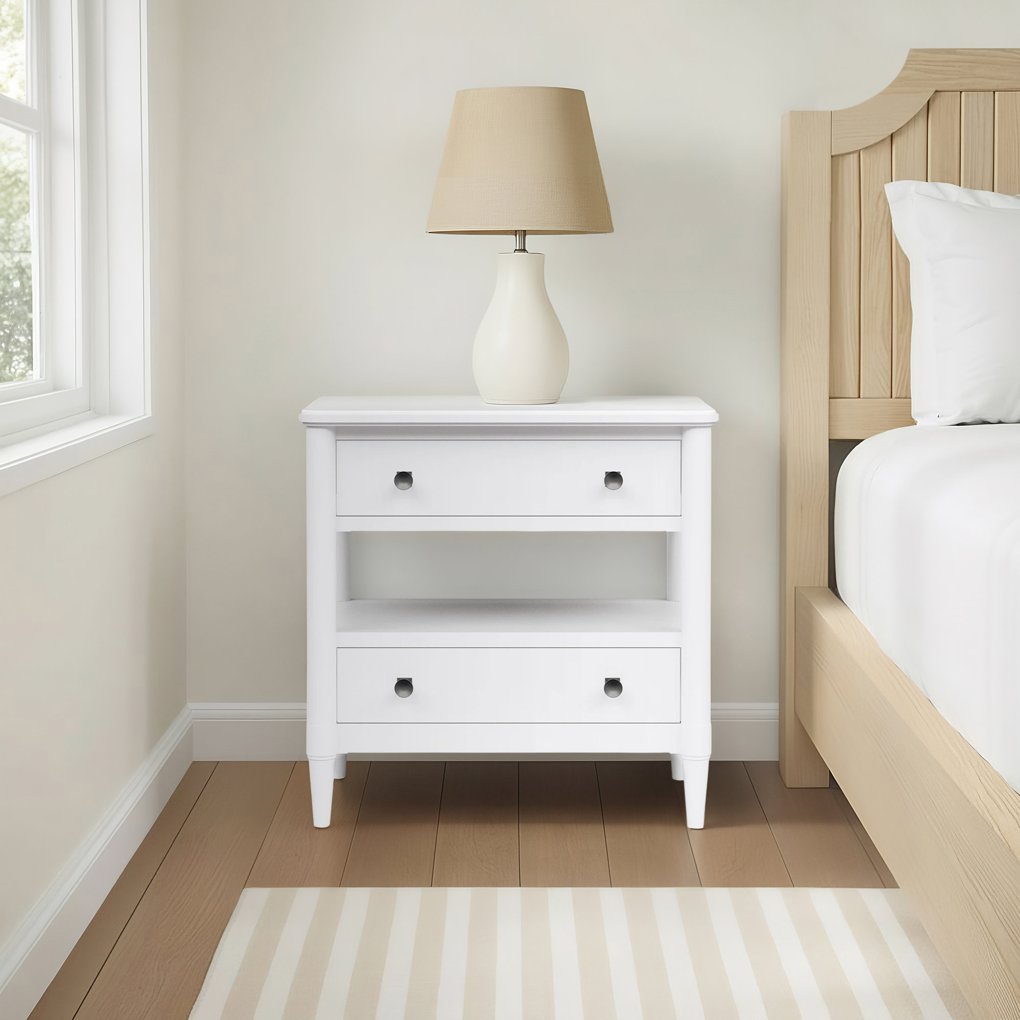 Dana Heights 2-Drawer Nightstand, White