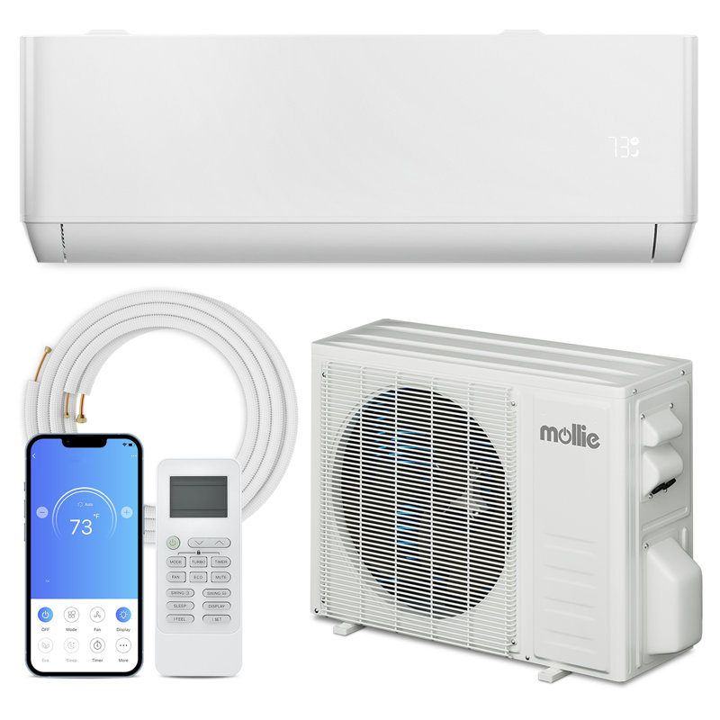 9000 BTU White Smart Control Split Air Conditioner with Heater and Remote