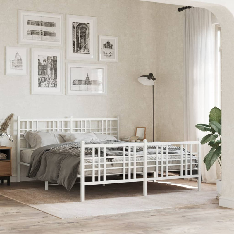 Lit en métal Klemme, Blanc, Grand