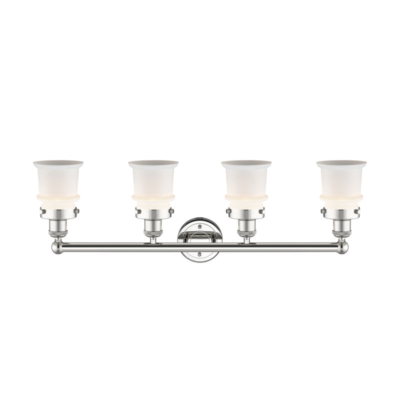 Petit luminaire pour salle de bain 4 lumières Cailen de la collection Edison, Blanc mat, Nickel poli