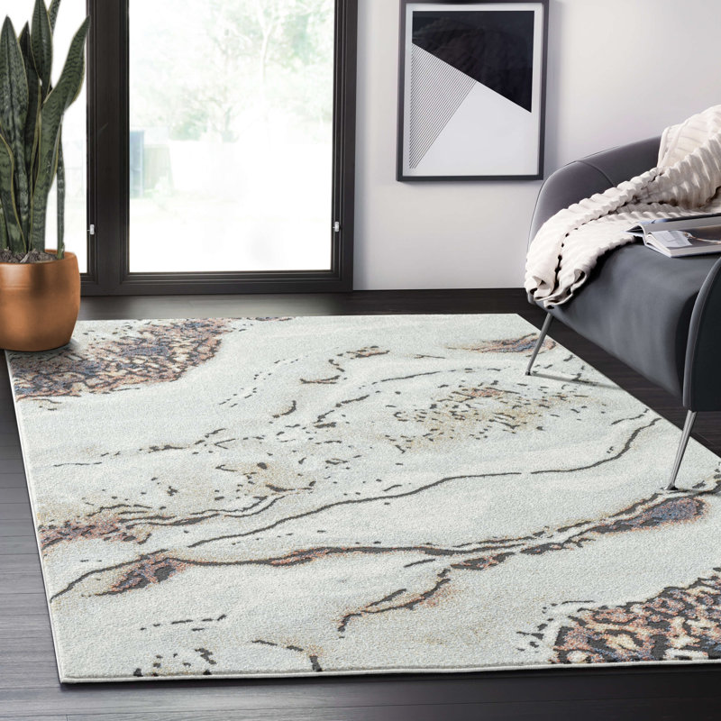 Tapis gris en pierre naturelle Abani Rugs Nedyu VNS130A, Rectangle 4 pi x 6 pi