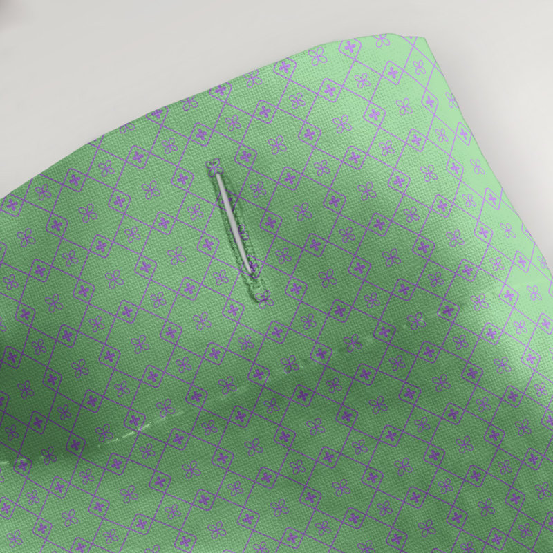 Rideau simple à deux napperons, Vert / Mauve