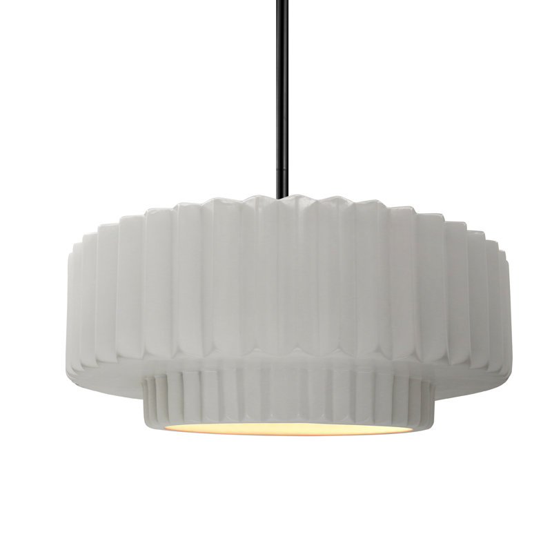 Luminaire suspendu 1 lumière Meydan, H 5,25 po x l 14,5 po x P 14,5 po, Bisque, Noir mat