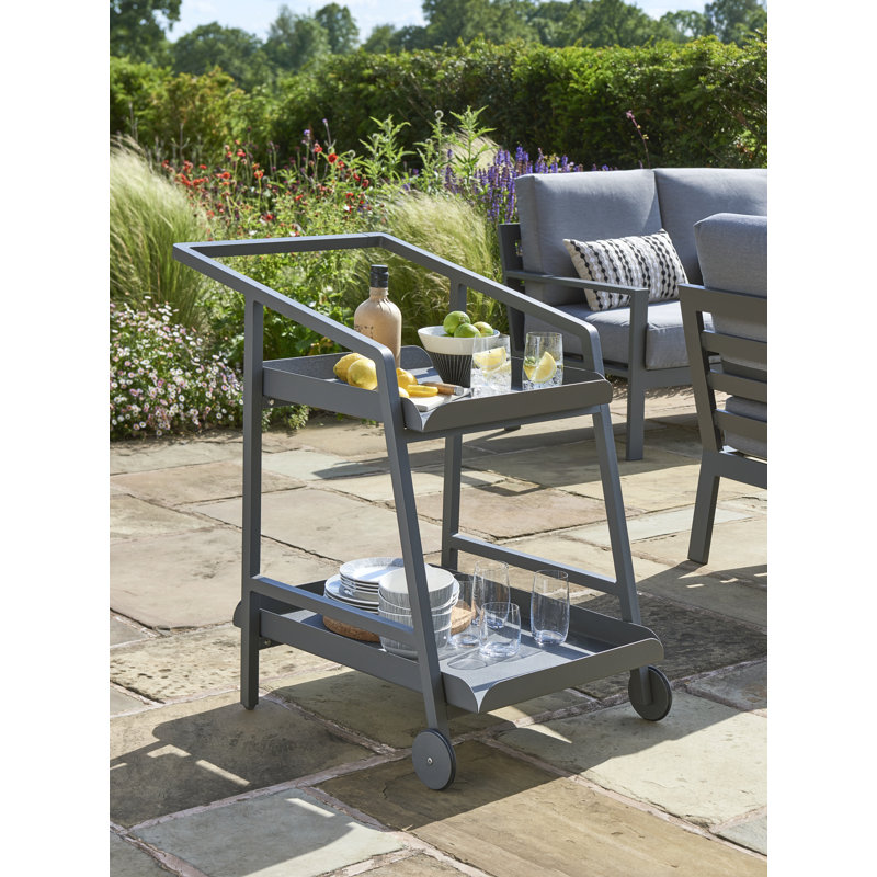 Reilly Hykkon Bar Cart with Metal Outer Material, Grey