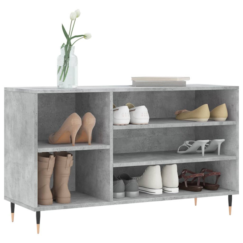 8 Pair Shoe Storage Cabinet, Concrete Gray